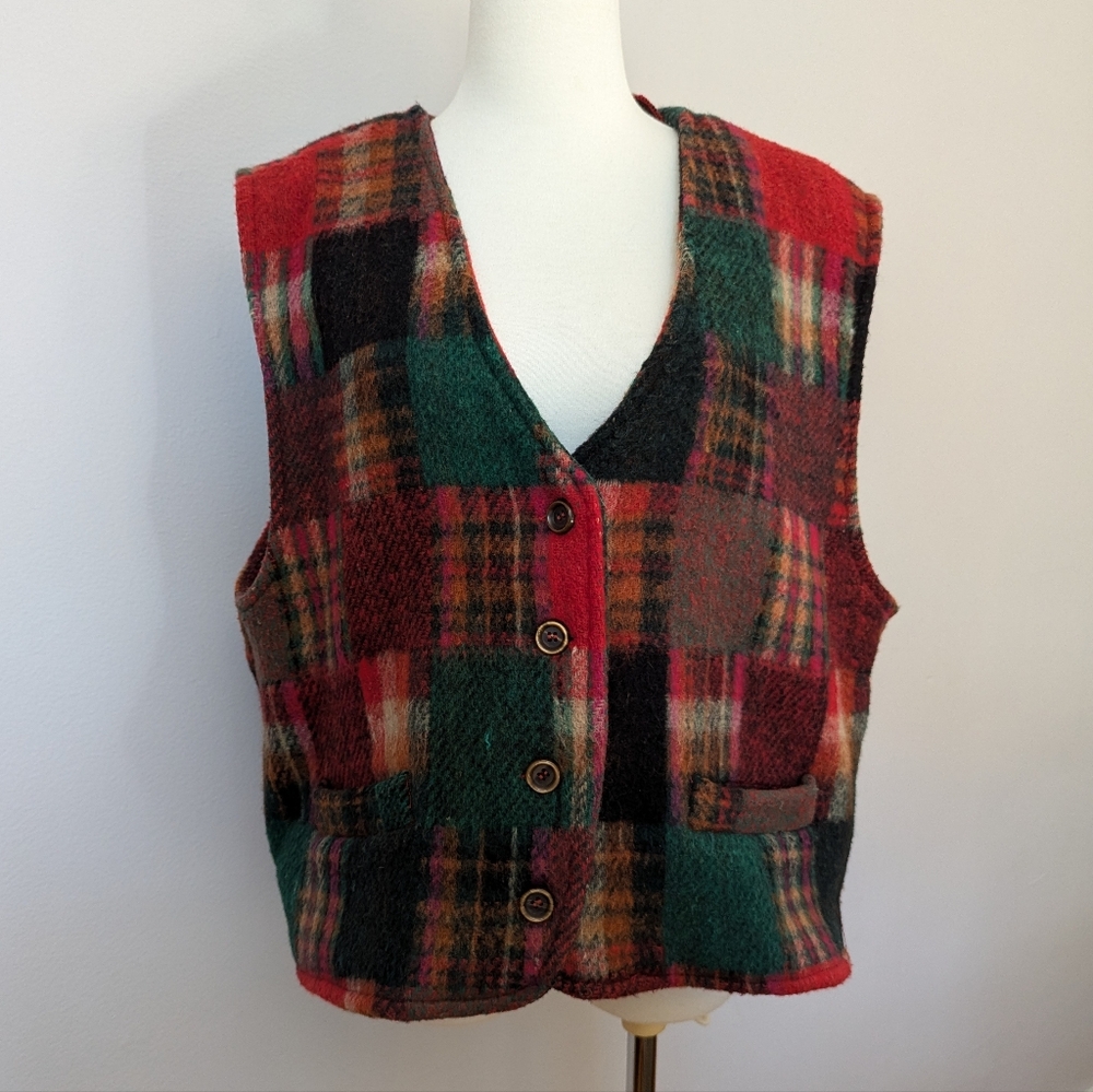 Vintage Plaid Wool Vest